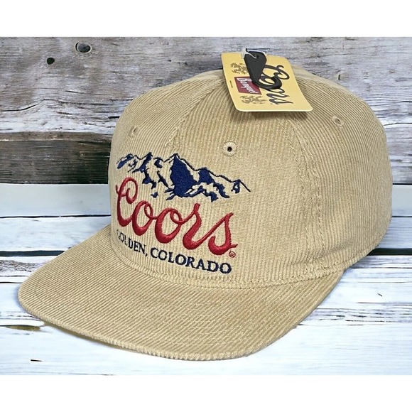 Coors Beer Khaki Corduroy Snapback Golden Colorado Banquet Trucker Hat Cap New - Picture 3 of 15